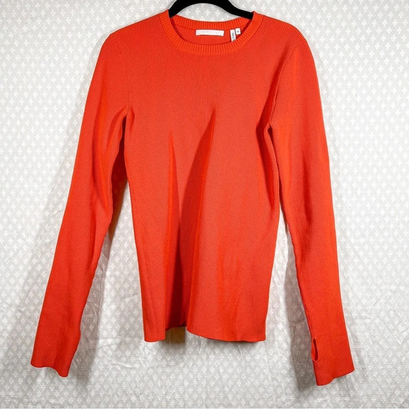 Helmut Lang Bright Orange Glam Ribbed Long Sleeve Top - Picture 2 of 8